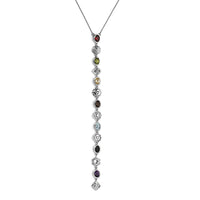 Multi Gemstone 5.75 ctw Chakra Lariat Necklace in Platinum Over Sterling Silver 18-20 Inches