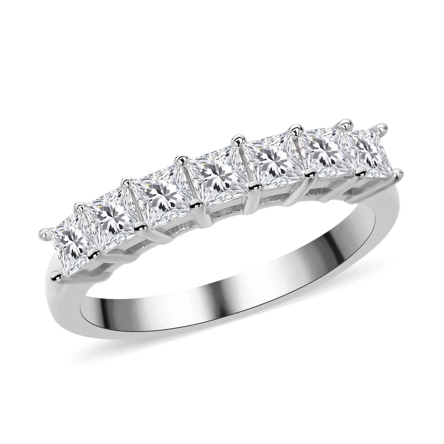 Moissanite VS-EF 7 Stone Ring in Vermeil Yellow Gold Over Sterling Silver (Size 10.0) 1.00 ctw