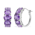 Amethyst Hoop Earrings in Platinum Over Sterling Silver 9.00 ctw - Sticky add to cart bar