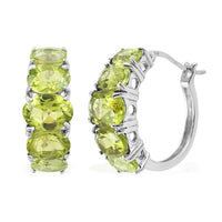 Peridot Hoop Earring in Platinum Over Sterling Silver 9.00 ctw