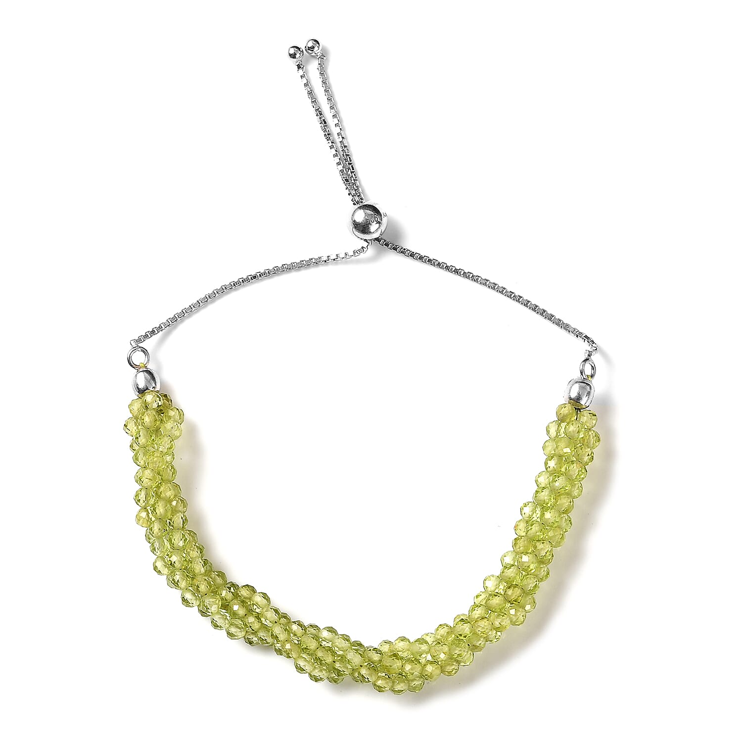 Peridot Multi Row Beaded Bolo Bracelet in Sterling Silver 30.50 ctw
