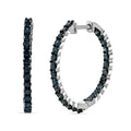 Blue Diamond Hoop Earrings in Rhodium and Platinum Over Sterling Silver 2.00 ctw - Sticky add to cart bar