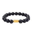 24K Yellow Gold AAAA Black Tourmaline Beaded Stretch Feng Shui Pi xiu Bracelet 158.50 ctw - Sticky add to cart bar