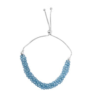 Sky Blue Topaz Multi Row Beaded Bolo Bracelet in Sterling Silver 35.00 ctw