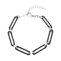 White Austrian Crystal Paperclip Chain Bracelet in Silvertone (7.50-9.50In) - Sticky add to cart bar