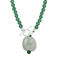 Green Aventurine Beaded Necklace 20 Inches in Sterling Silver 90.00 ctw