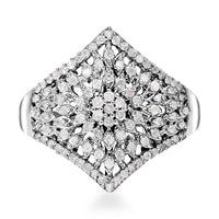 Diamond Floral Ring in Platinum Over Sterling Silver (Size 10.0) 0.50 ctw