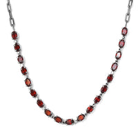 Mozambique Garnet 10.20 ctw Necklace (18 Inches) in Platinum Bond and Stainless Steel