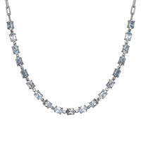 Sky Blue Topaz 10.10 ctw Paper Clip Chain Necklace in Platinum Bond and Stainless Steel 18 Inches