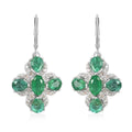 AAA Kagem Emerald and White Zircon Lever Back Earrings in Rhodium Over Sterling Silver 3.60 ctw - Sticky add to cart bar