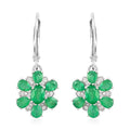 AAA Kagem Emerald and Natural White Zircon Flower Earrings in Rhodium Over Sterling Silver 2.50 ctw - Sticky add to cart bar