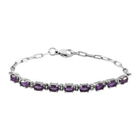 African Amethyst Bracelet in Platinum Bond and Stainless Steel (7.25 In) 4.10 ctw