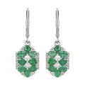 AAA Kagem Emerald and White Zircon Dangle Earrings in Rhodium Over Sterling Silver 3.10 ctw - Sticky add to cart bar