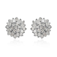 Diamond Floral Stud Earrings in Platinum Over Sterling Silver 0.25 ctw