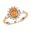 TLV Salamanca Fire Opal, Natural White Zircon Sunburst Ring in Vermeil YG Over Sterling Silver (Size 10.0) 1.20 ctw - Sticky add to cart bar