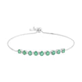 AAA Kagem Emerald and Natural White Zircon Line Bolo Bracelet in Rhodium Over Sterling Silver 1.85 ctw - Sticky add to cart bar