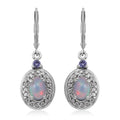 Premium Ethiopian Welo Opal and Multi Gemstone Lever Back Earrings in Platinum Over Sterling Silver 1.60 ctw - Sticky add to cart bar