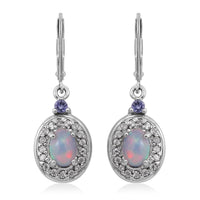 Premium Ethiopian Welo Opal and Multi Gemstone Lever Back Earrings in Platinum Over Sterling Silver 1.60 ctw