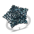 Blue Diamond Star Ring in Rhodium and Platinum Over Sterling Silver 1.00 ctw - Sticky add to cart bar
