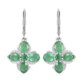 AAA Kagem Emerald and White Zircon Lever Back Earrings in Rhodium Over Sterling Silver 4.00 ctw - Sticky add to cart bar
