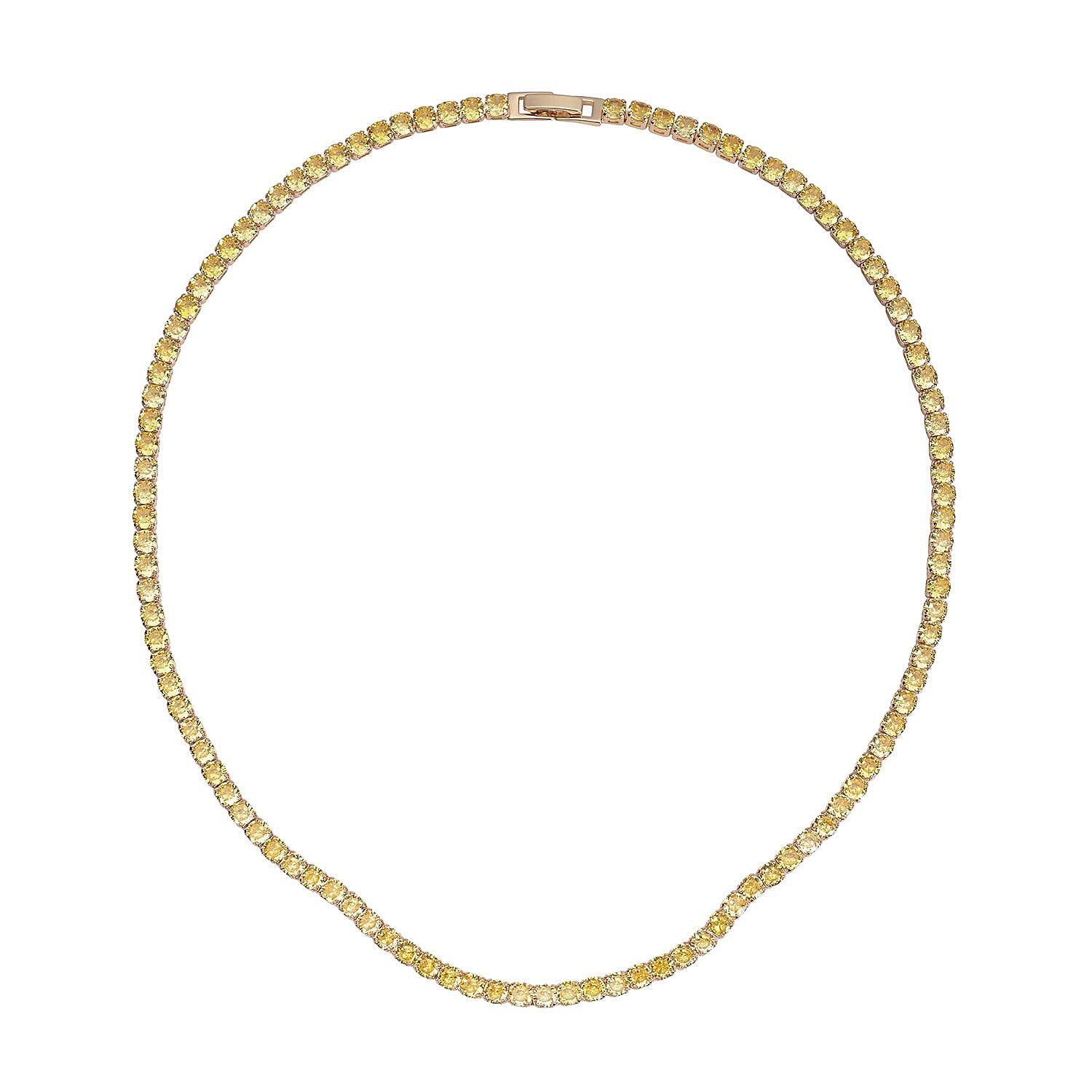 Simulated Yellow Diamond Necklace 18 Inches in Goldtone 53.00 ctw