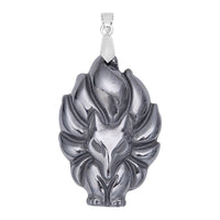 Carved Fox Terahertz Pendant in Silvertone 87.00 ctw