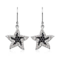 Black & White Austrian Crystal Starfish Earrings in Stainless Steel - Sticky add to cart bar