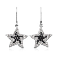 Black & White Austrian Crystal Starfish Earrings in Stainless Steel