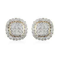 NY Closeout 14K Yellow Gold Diamond (F, SI1) Cluster Earrings (5 g) 1.50 ctw