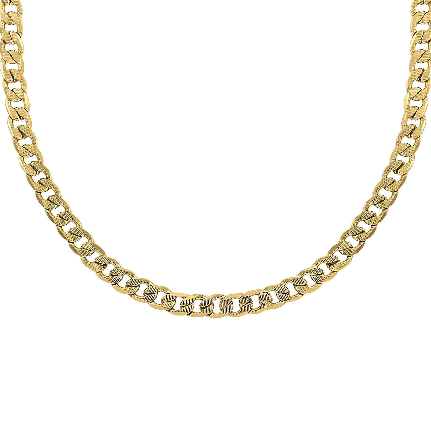 7.6mm Curb Necklace (24 Inches) in ION Plated YG Stainless Steel (27 g) , Tarnish-Free, Waterproof, Sweat Proof Jewelry
