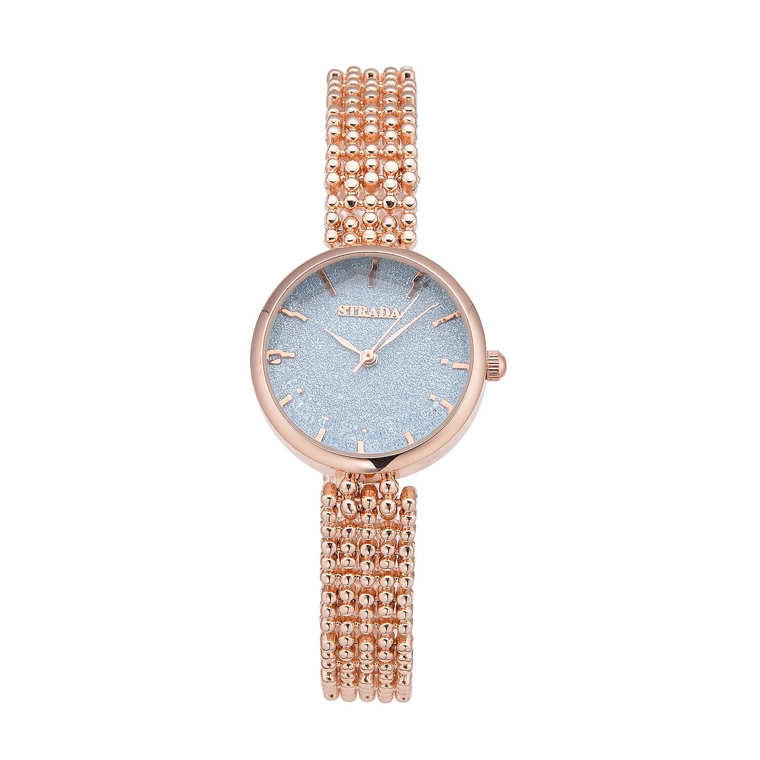 STRADA Japanese Movement Blue Stardust Dial Watch with Rosetone (26.40mm) (6.0-7.50 Inch)