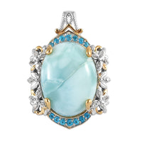 Larimar and Multi Gemstone Pendant in Vermeil Yellow Gold and Platinum Over Sterling Silver 17.50 ctw