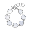 White Shell Heart Shaped Link Bracelet in Silvertone (7-9In) - Sticky add to cart bar