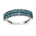 Blue Diamond Double Row Band Ring in Rhodium and Platinum Over Sterling Silver (Size 10.0) 1.00 ctw - Sticky add to cart bar