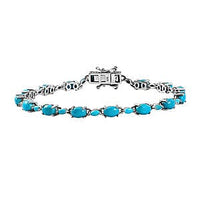 Sleeping Beauty Turquoise 8.70 ctw Cluster Bracelet in Platinum Over Sterling Silver (7.5 In) (7.91 g)