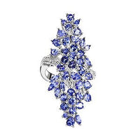 Tanzanite and Multi Gemstone 5.24 ctw Cluster Ring in Platinum Over Sterling Silver (Size 11.5)