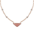 Peruvian Pink Opal and White Zircon 11.90 ctw Paper Clip Star Station Necklace in Vermeil Rose Gold Over Sterling Silver 18 Inches - Sticky add to cart bar