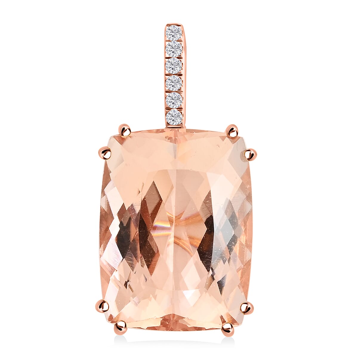 Certified and Appraised Iliana 18K Rose Gold AAA Marropino Morganite and G-H SI Diamond Pendant 22.25 ctw