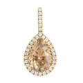 Certified and Appraised Iliana 18K Yellow Gold AAA Turkizite and G-H SI Diamond Halo Pendant 2.20 ctw - Sticky add to cart bar