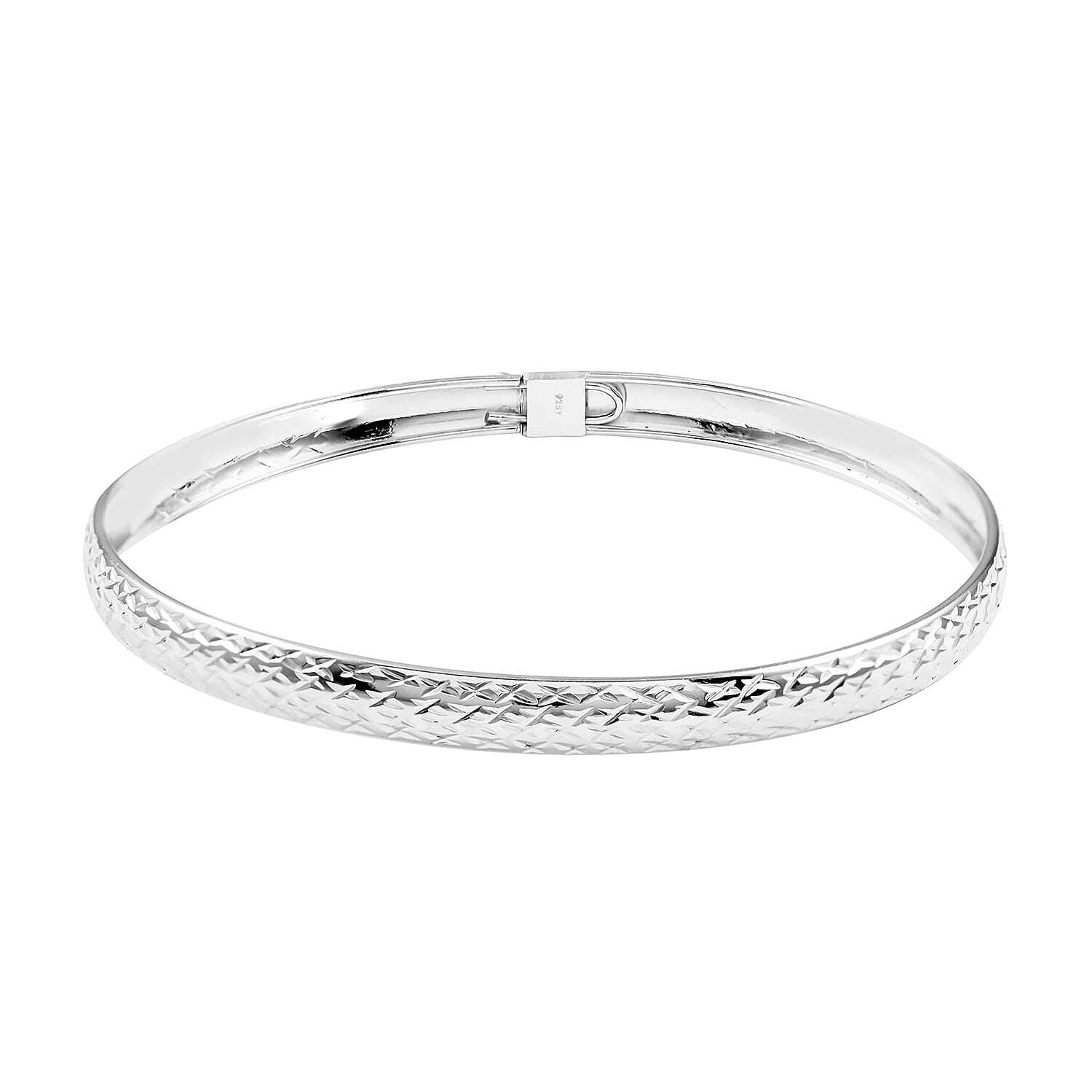 Sterling Silver 6mm Width Diamond-Cut Bangle Bracelet (8.00 In) 4.35 Grams