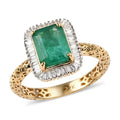 MIRAGE COLLECTION 22K Yellow Gold AAA Kagem Zambian Emerald and G-H SI2 Diamond Halo Ring (Size 7.0) 2.70 Grams 1.85 ctw - Sticky add to cart bar