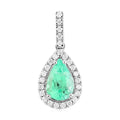 Certified & Appraised Rhapsody 950 Platinum AAAA Boyaca Colombian Emerald and E-F VS Diamond Pendant 1.60 ctw - Sticky add to cart bar