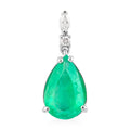 Certified and Appraised Rhapsody AAAA Boyaca Colombian Emerald and E-F VS Diamond 2.20 ctw Pendant in 950 Platinum - Sticky add to cart bar