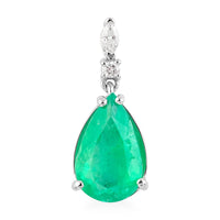 Certified and Appraised Rhapsody AAAA Boyaca Colombian Emerald and E-F VS Diamond 2.20 ctw Pendant in 950 Platinum