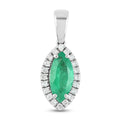 Certified & Appraised Rhapsody 950 Platinum AAAA Boyaca Colombian Emerald and E-F VS Diamond Halo Pendant 1.20 ctw - Sticky add to cart bar