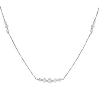 Moissanite Beaded Necklace 20-22 Inches in Rhodium Over Sterling Silver 9.35 ctw
