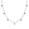 Black Moissanite Beaded Station Necklace in Rhodium Over Sterling Silver 20-22 Inches 7.65 ctw - Sticky add to cart bar