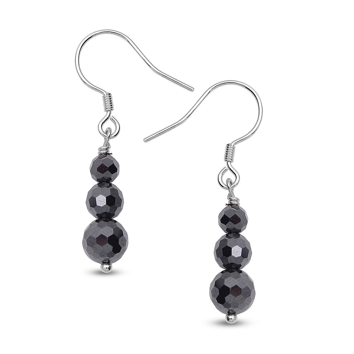 Black Moissanite Beaded Dangle Earrings in Rhodium Over Sterling Silver 3.35 ctw