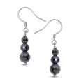 Black Moissanite Beaded Dangle Earrings in Rhodium Over Sterling Silver 3.35 ctw - Sticky add to cart bar