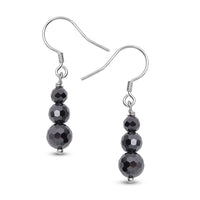 Black Moissanite Beaded Dangle Earrings in Rhodium Over Sterling Silver 3.35 ctw